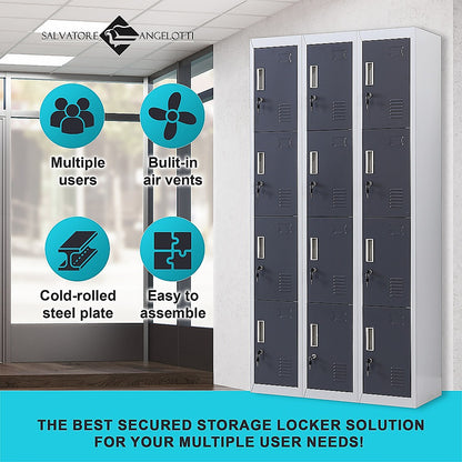 12-Door Locker for Office Gym Shed School Home Storage - Standard Lock with Keys V63-839011