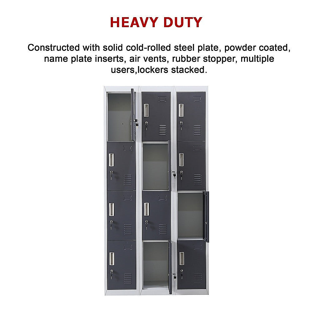 12-Door Locker for Office Gym Shed School Home Storage - Standard Lock with Keys V63-839011