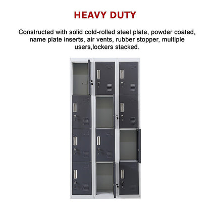 12-Door Locker for Office Gym Shed School Home Storage - Standard Lock with Keys V63-839011