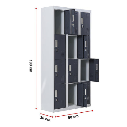 12-Door Locker for Office Gym Shed School Home Storage - Padlock-operated V63-839021