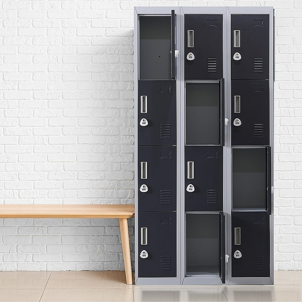 12-Door Locker for Office Gym Shed School Home Storage - 3-Digit Combination Lock V63-839031