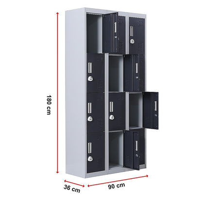 12-Door Locker for Office Gym Shed School Home Storage - 3-Digit Combination Lock V63-839031