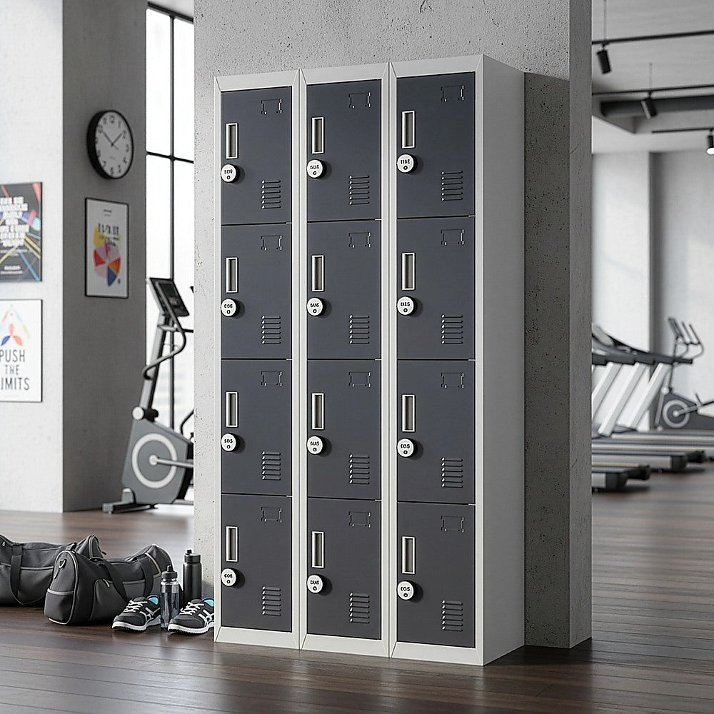 12-Door Locker for Office Gym Shed School Home Storage - 4-Digit Combination Lock V63-839041
