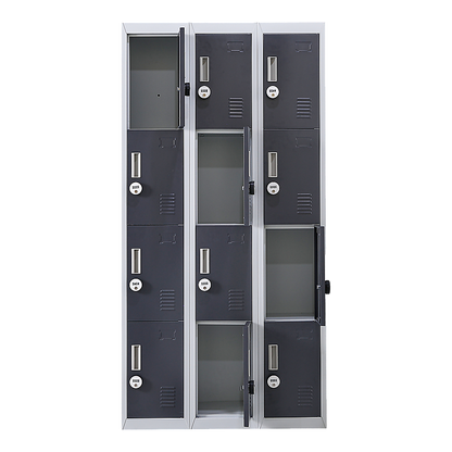 12-Door Locker for Office Gym Shed School Home Storage - 4-Digit Combination Lock V63-839041