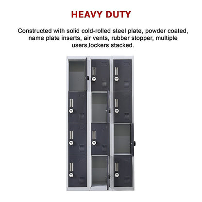 12-Door Locker for Office Gym Shed School Home Storage - 4-Digit Combination Lock V63-839041