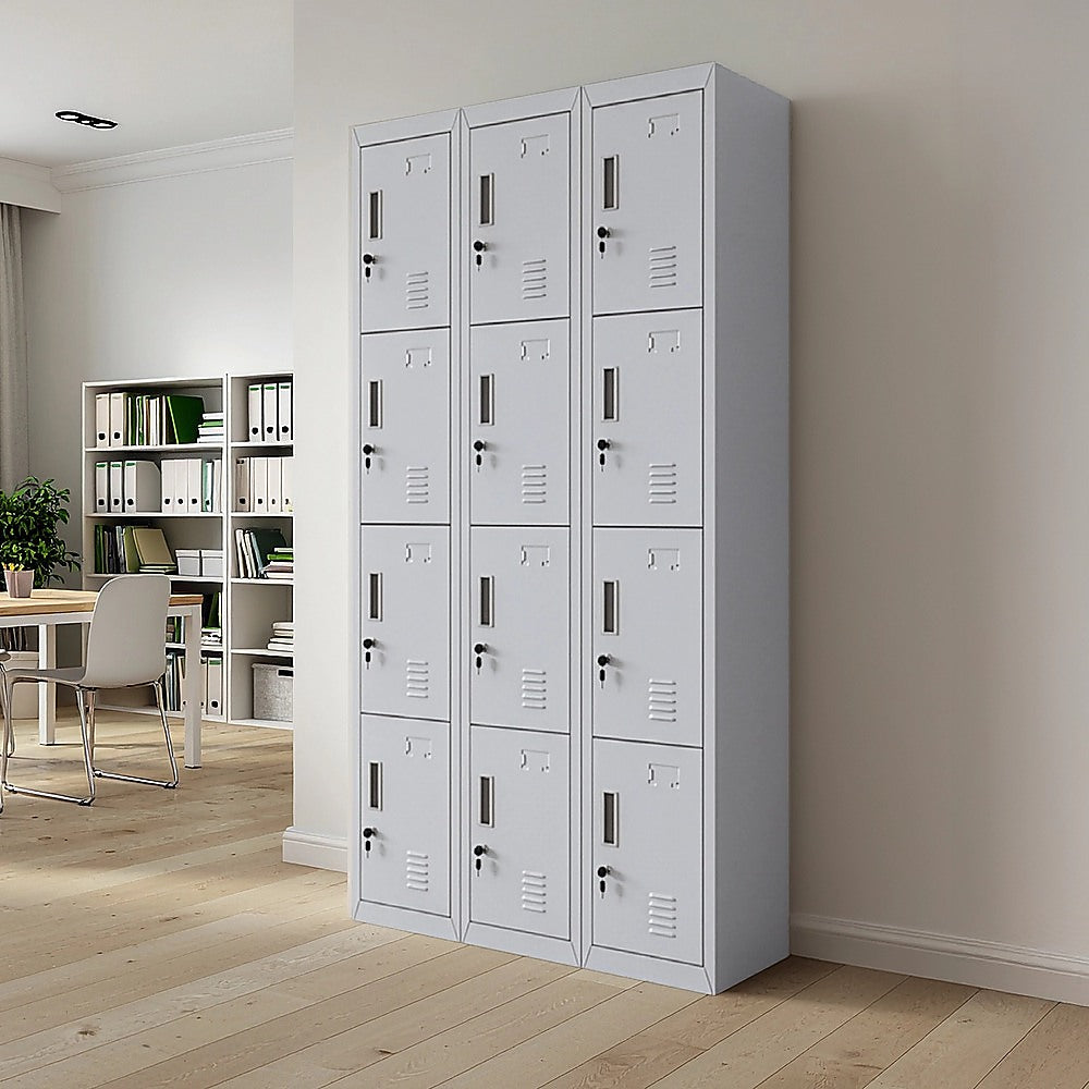 12-Door Locker for Office Gym Shed School Home Storage - Standard Lock with Keys V63-839051