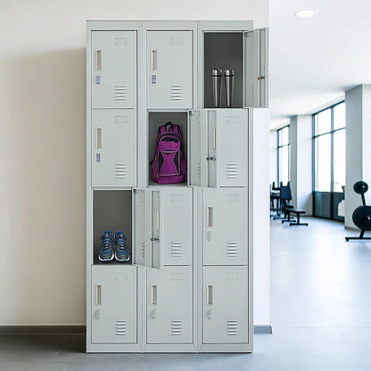 12-Door Locker for Office Gym Shed School Home Storage - Padlock-operated