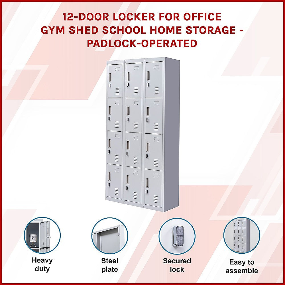 12-Door Locker for Office Gym Shed School Home Storage - Padlock-operated V63-839061