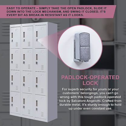 12-Door Locker for Office Gym Shed School Home Storage - Padlock-operated V63-839061