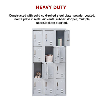 12-Door Locker for Office Gym Shed School Home Storage - Padlock-operated V63-839061