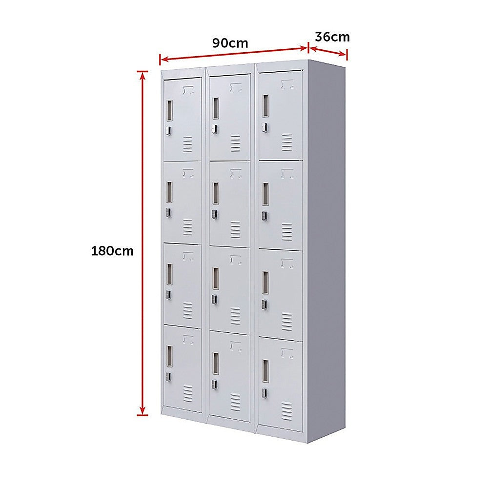 12-Door Locker for Office Gym Shed School Home Storage - Padlock-operated V63-839061