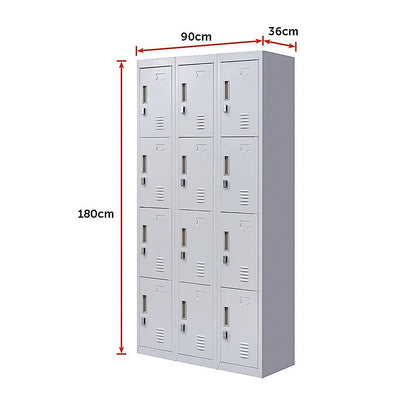 12-Door Locker for Office Gym Shed School Home Storage - Padlock-operated V63-839061