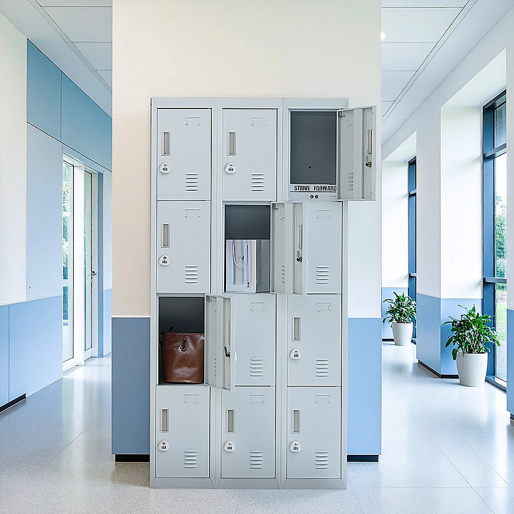12-Door Locker for Office Gym Shed School Home Storage - 3-Digit Combination Lock V63-839071