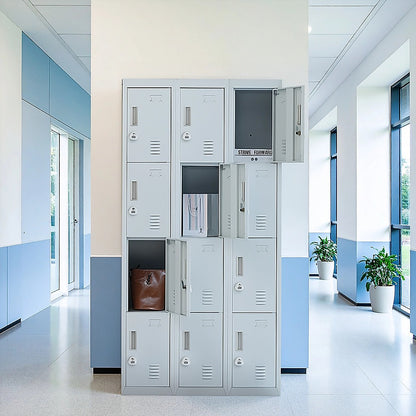 12-Door Locker for Office Gym Shed School Home Storage - 3-Digit Combination Lock V63-839071