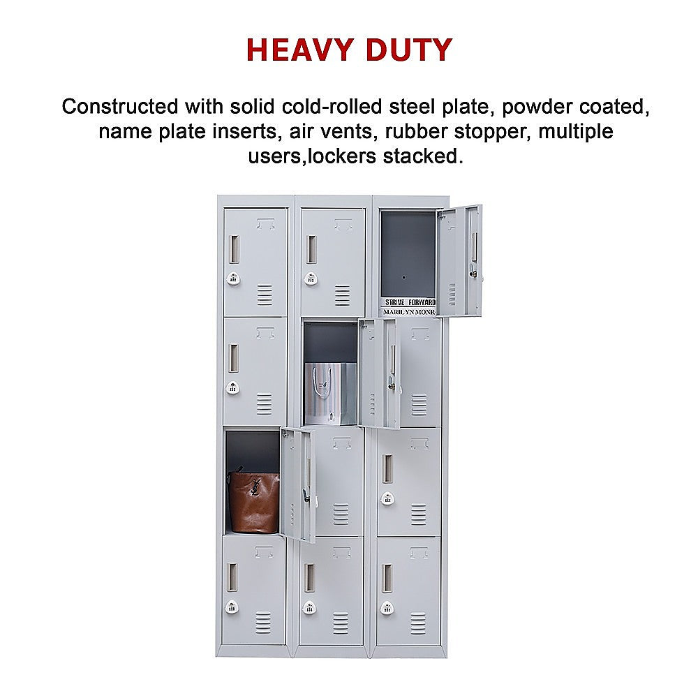 12-Door Locker for Office Gym Shed School Home Storage - 3-Digit Combination Lock V63-839071