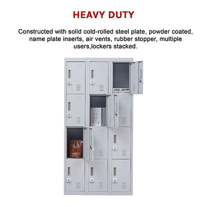 12-Door Locker for Office Gym Shed School Home Storage - 3-Digit Combination Lock V63-839071