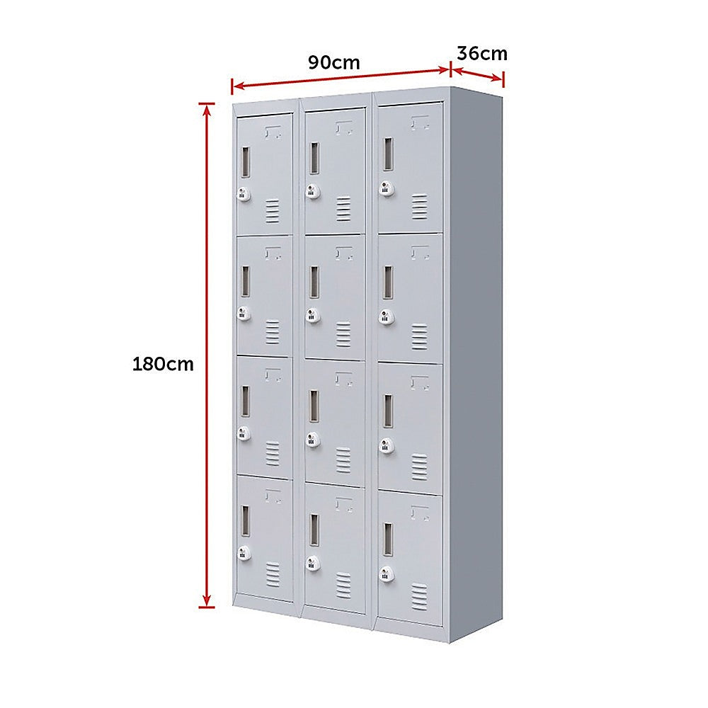 12-Door Locker for Office Gym Shed School Home Storage - 3-Digit Combination Lock V63-839071