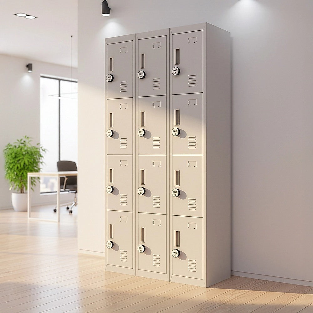12-Door Locker for Office Gym Shed School Home Storage - 4-Digit Combination Lock