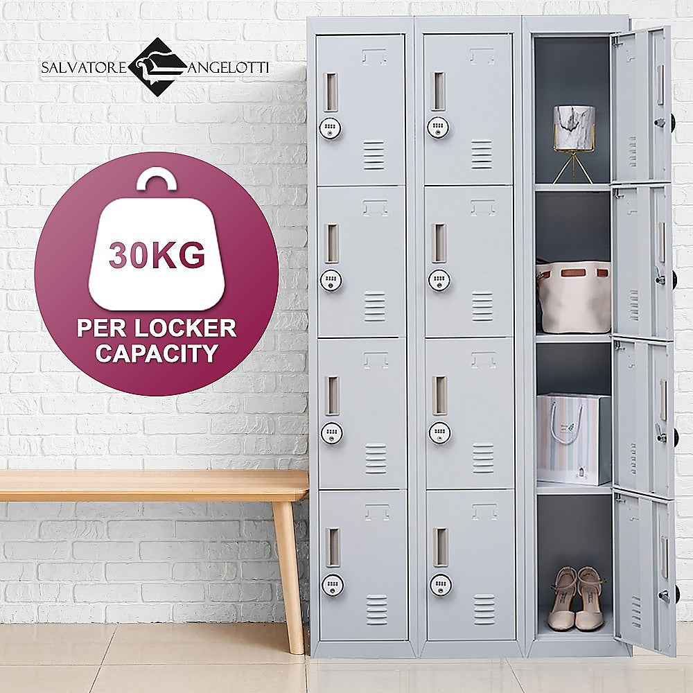 12-Door Locker for Office Gym Shed School Home Storage - 4-Digit Combination Lock V63-839081