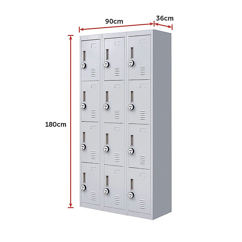 12-Door Locker for Office Gym Shed School Home Storage - 4-Digit Combination Lock V63-839081