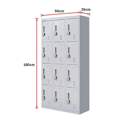 12-Door Locker for Office Gym Shed School Home Storage - 4-Digit Combination Lock V63-839081