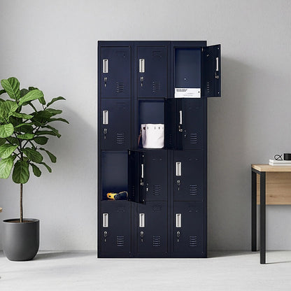 12-Door Locker for Office Gym Shed School Home Storage - Standard Lock with Keys V63-839091