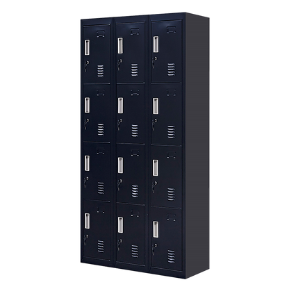 12-Door Locker for Office Gym Shed School Home Storage - Standard Lock with Keys V63-839091