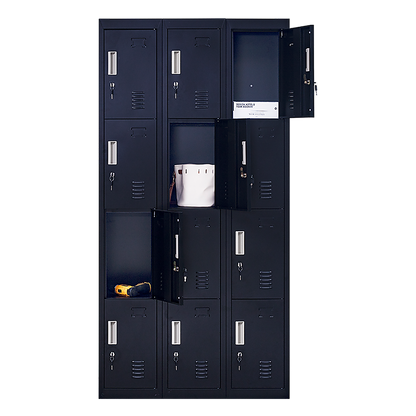 12-Door Locker for Office Gym Shed School Home Storage - Standard Lock with Keys V63-839091