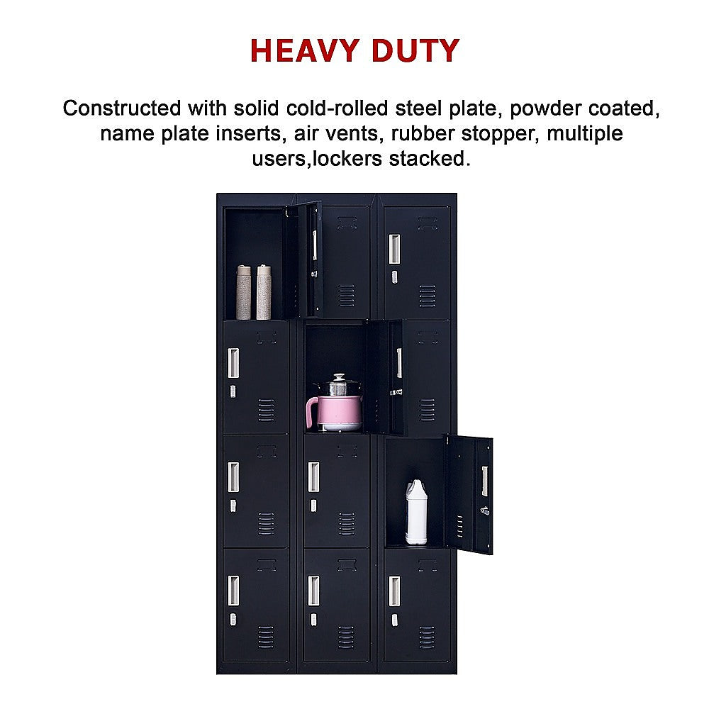 12-Door Locker for Office Gym Shed School Home Storage - Padlock-operated V63-839101