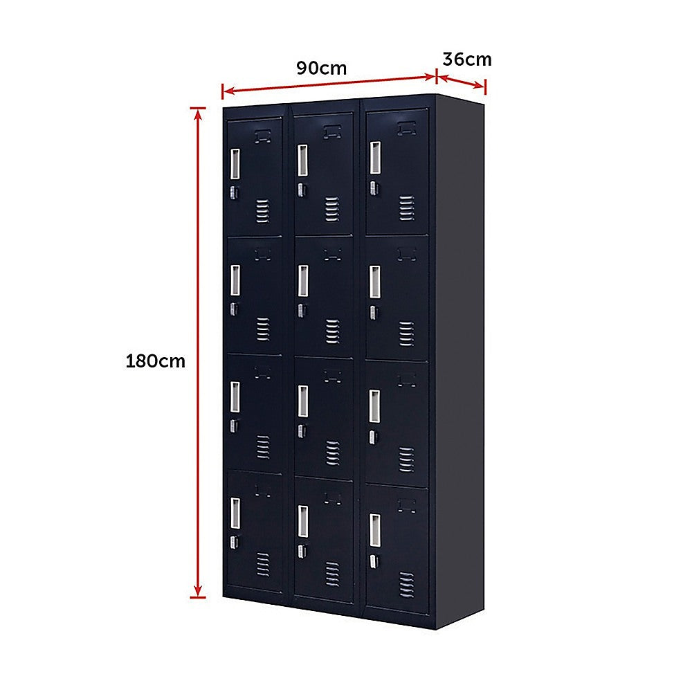 12-Door Locker for Office Gym Shed School Home Storage - Padlock-operated V63-839101