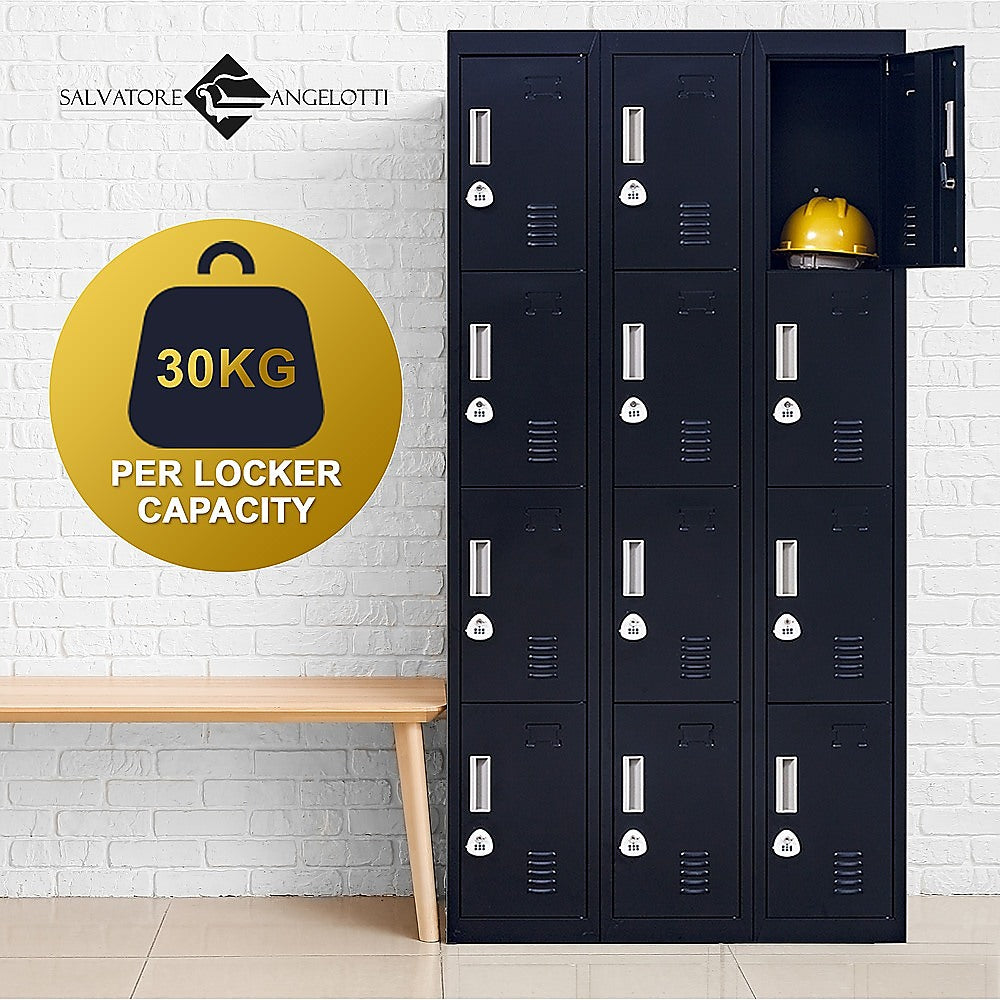 12-Door Locker for Office Gym Shed School Home Storage - 3-Digit Combination Lock V63-839111