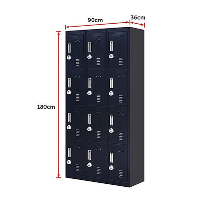 12-Door Locker for Office Gym Shed School Home Storage - 3-Digit Combination Lock V63-839111