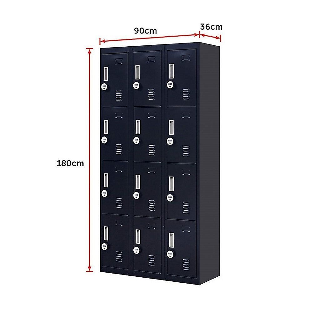12-Door Locker for Office Gym Shed School Home Storage - 4-Digit Combination Lock V63-839121