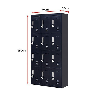 12-Door Locker for Office Gym Shed School Home Storage - 4-Digit Combination Lock V63-839121