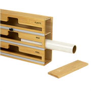 3 Grids Bamboo Food Wrap Dispenser Cutter Foil Cling Film Storage Holder Box Kitchen V63-839141
