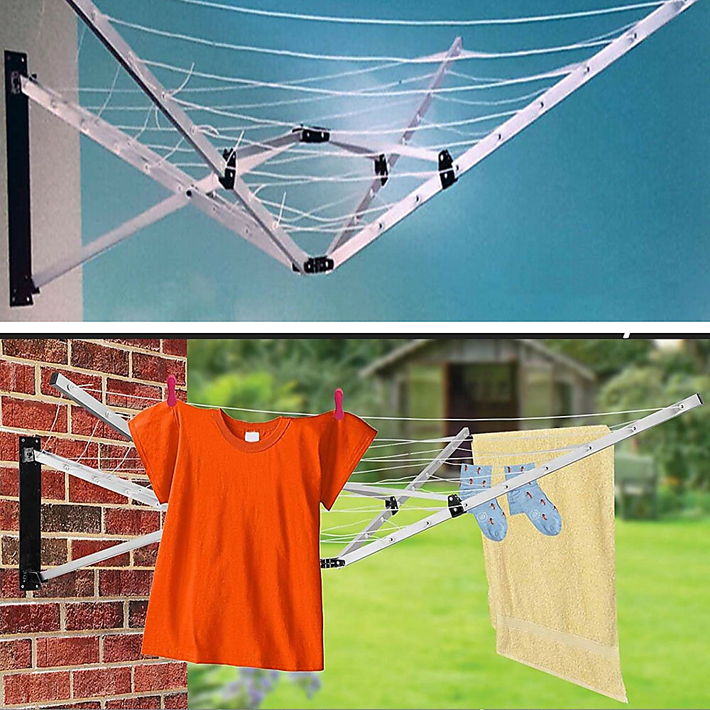 Wall Mounted 5 Arm 26m Clothes Airer Folding Concertina Cloth Dryer Washing Line V63-839161