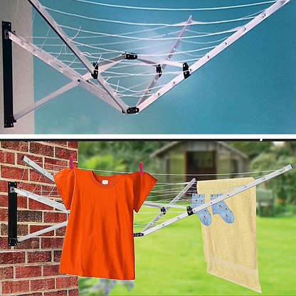 Wall Mounted 5 Arm 26m Clothes Airer Folding Concertina Cloth Dryer Washing Line V63-839161