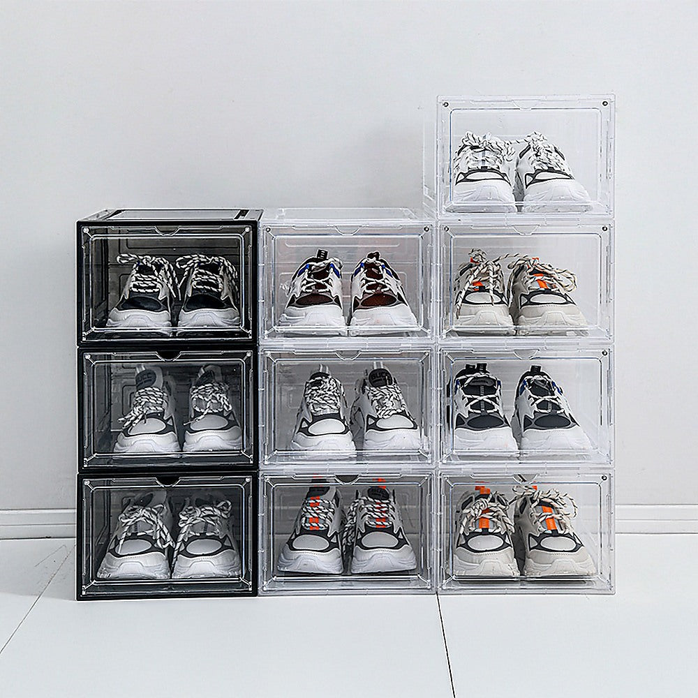 Sneaker Display Case Shoe Storage Organizer Box Stackable Plastic Clear Magnetic V63-839171
