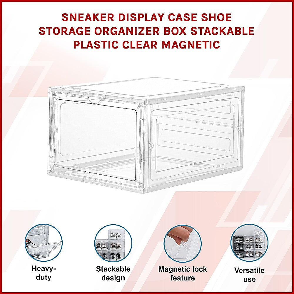 Sneaker Display Case Shoe Storage Organizer Box Stackable Plastic Clear Magnetic V63-839171