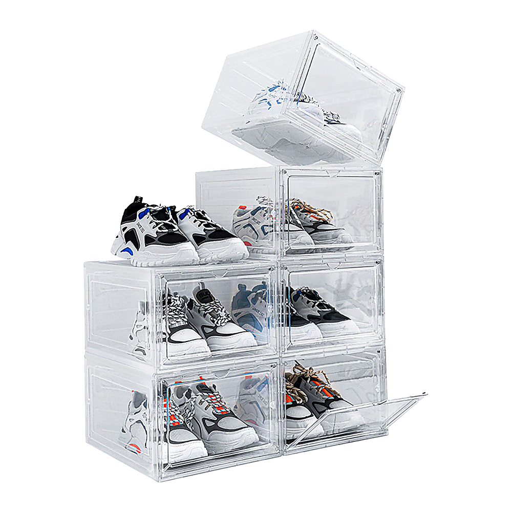 Sneaker Display Case Shoe Storage Organizer Box Stackable Plastic Clear Magnetic V63-839171