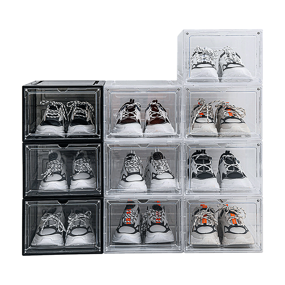 Sneaker Display Case Shoe Storage Organizer Box Stackable Plastic Clear Magnetic V63-839171