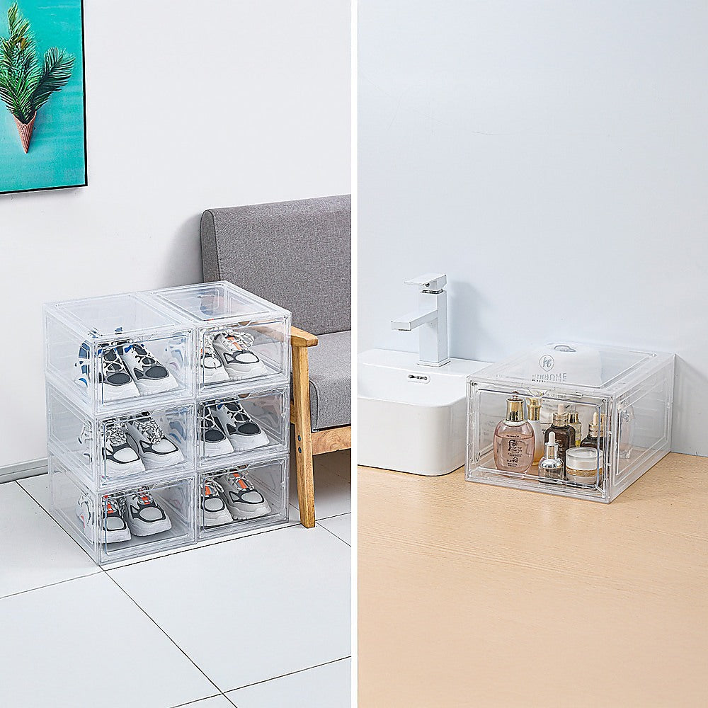 Sneaker Display Case Shoe Storage Organizer Box Stackable Plastic Clear Magnetic V63-839171