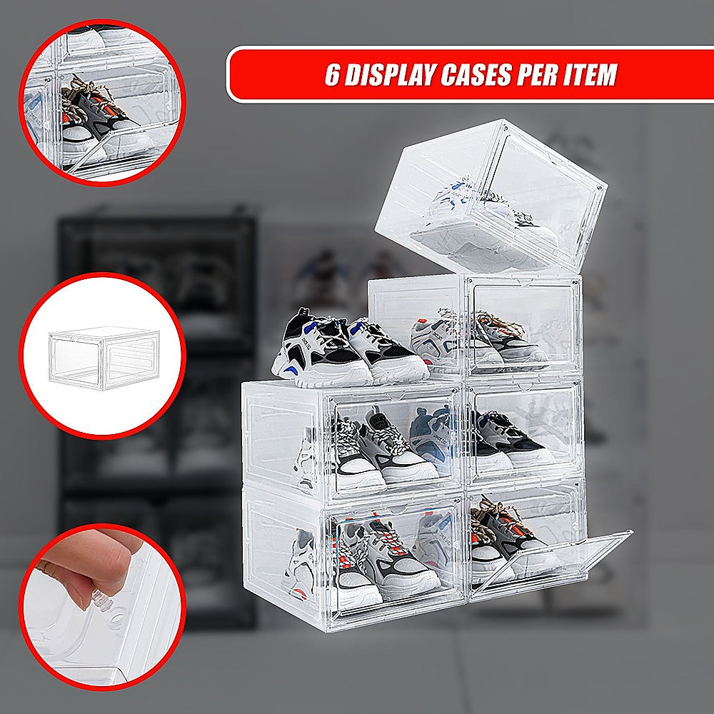 Sneaker Display Case Shoe Storage Organizer Box Stackable Plastic Clear Magnetic V63-839171
