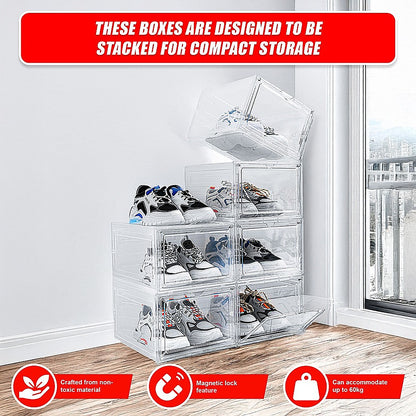 Sneaker Display Case Shoe Storage Organizer Box Stackable Plastic Clear Magnetic V63-839171
