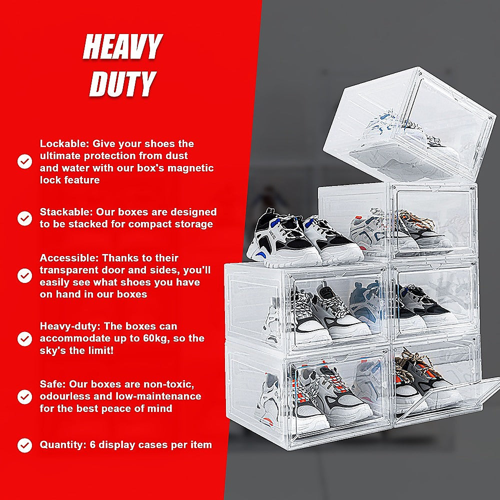 Sneaker Display Case Shoe Storage Organizer Box Stackable Plastic Clear Magnetic V63-839171