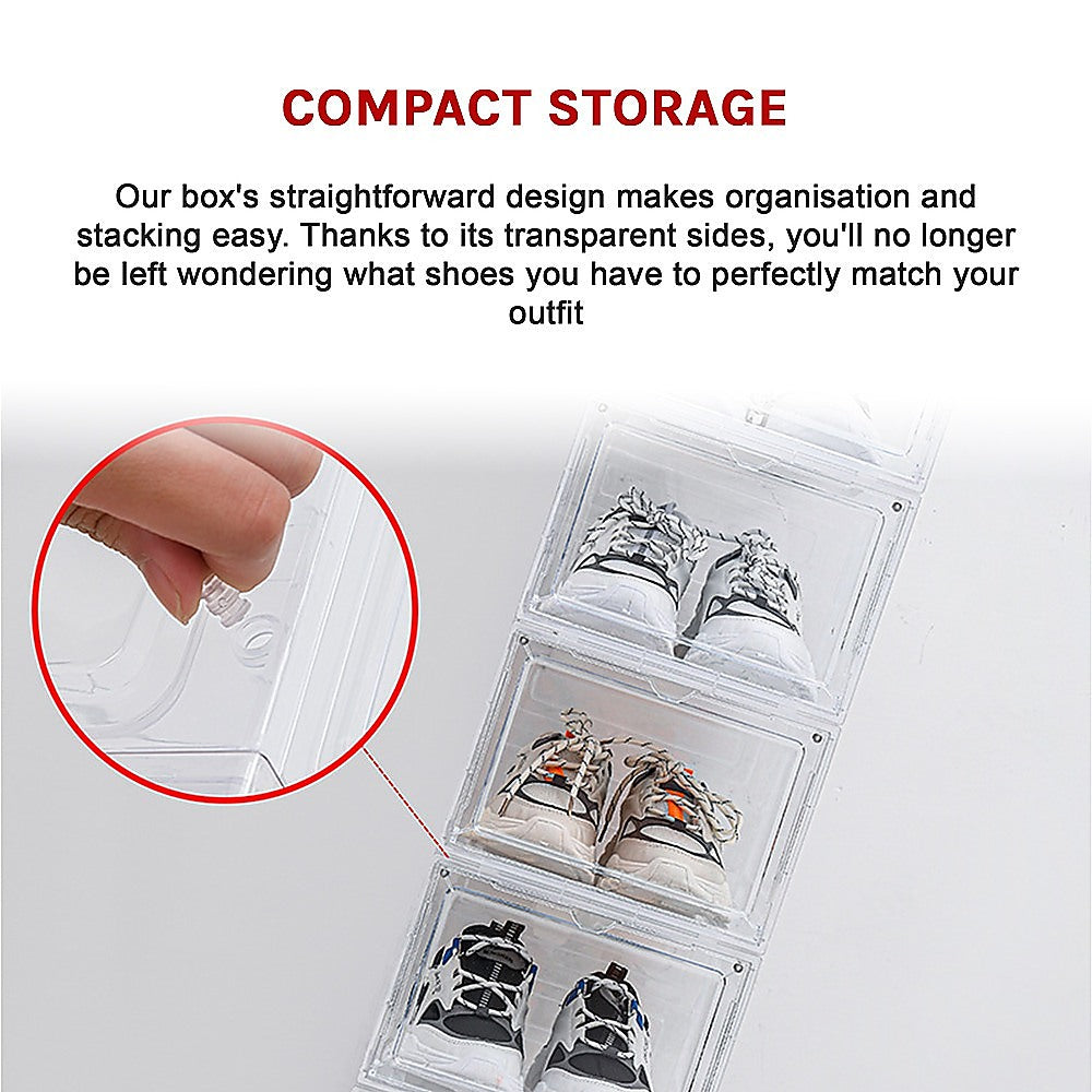 Sneaker Display Case Shoe Storage Organizer Box Stackable Plastic Clear Magnetic V63-839171