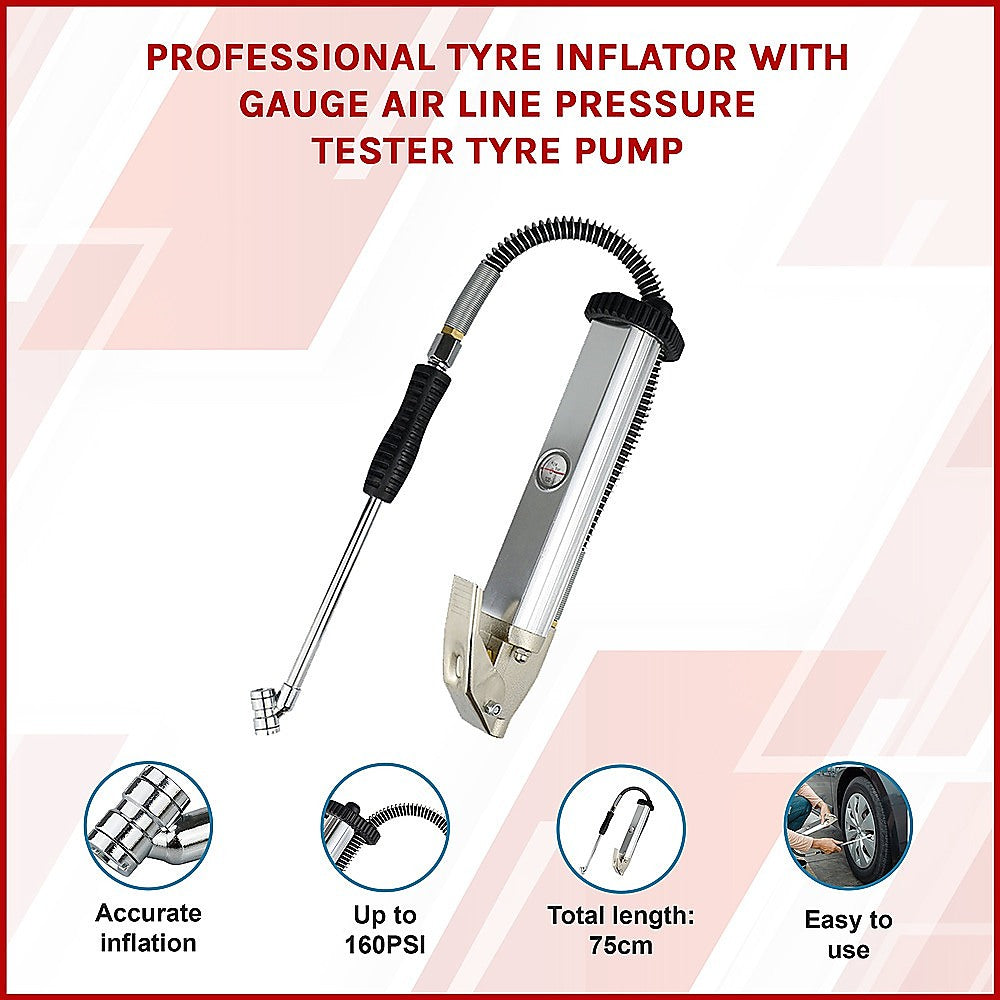 Professional Tyre Inflator with Gauge Air Line Pressure Tester Tyre Pump V63-839191