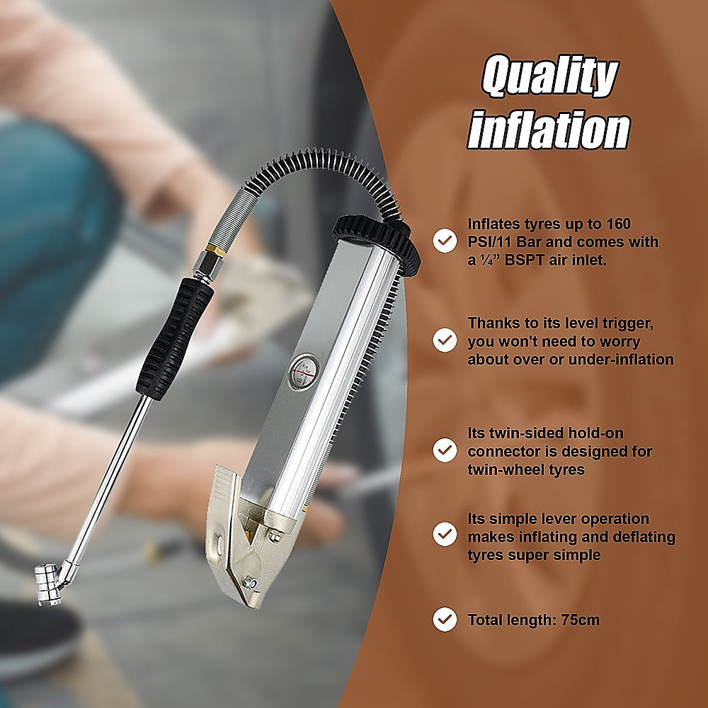 Professional Tyre Inflator with Gauge Air Line Pressure Tester Tyre Pump V63-839191