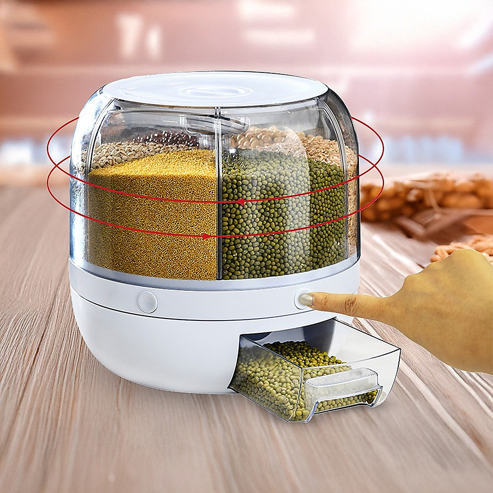 Rice Storage Cereal Dispenser Grain Container Rotating Dry Food Box V63-839231