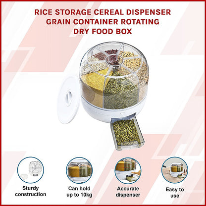 Rice Storage Cereal Dispenser Grain Container Rotating Dry Food Box V63-839231